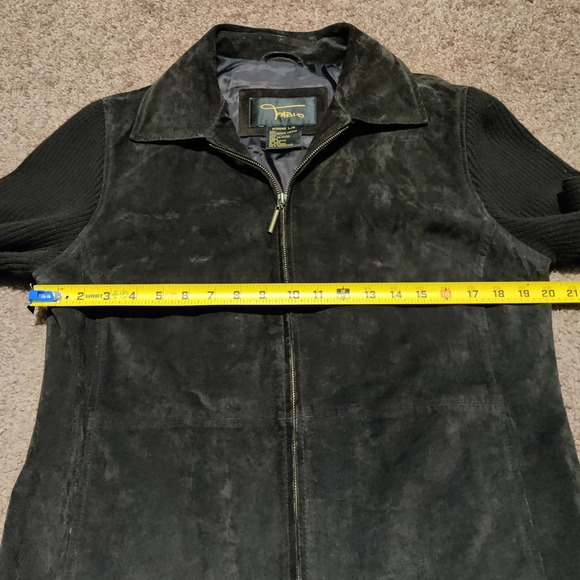 Vintage Fabio Genuine Leather Lined Jacket Womens Large Zip Pockets Brown Suede - Picture 5 of 7